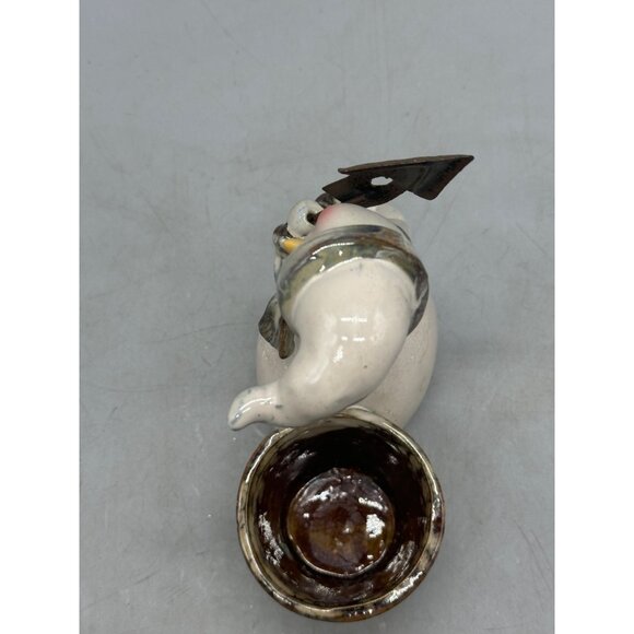 Woodland Ceramic Snowman Figurine With Rustic Look & Built-In Planter READ - Picture 6 of 7